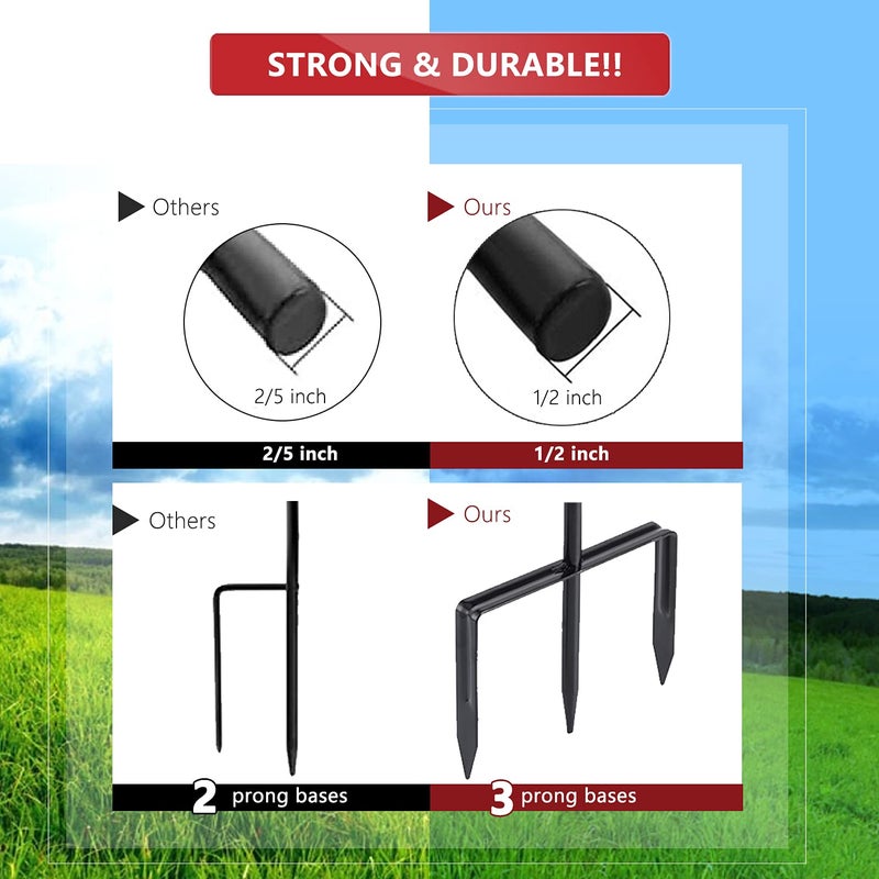 EXCMARK 2 Pack Shepherd Hook Adjustable Height 31/24/16â€™â€™ 1/2 inch Thick Use at Weddings, Hanging Solar Lights, Lanterns, Bird Feeders, Metal Hanger Hook (Black, 31 inch). U.S. Patent. - Image 2